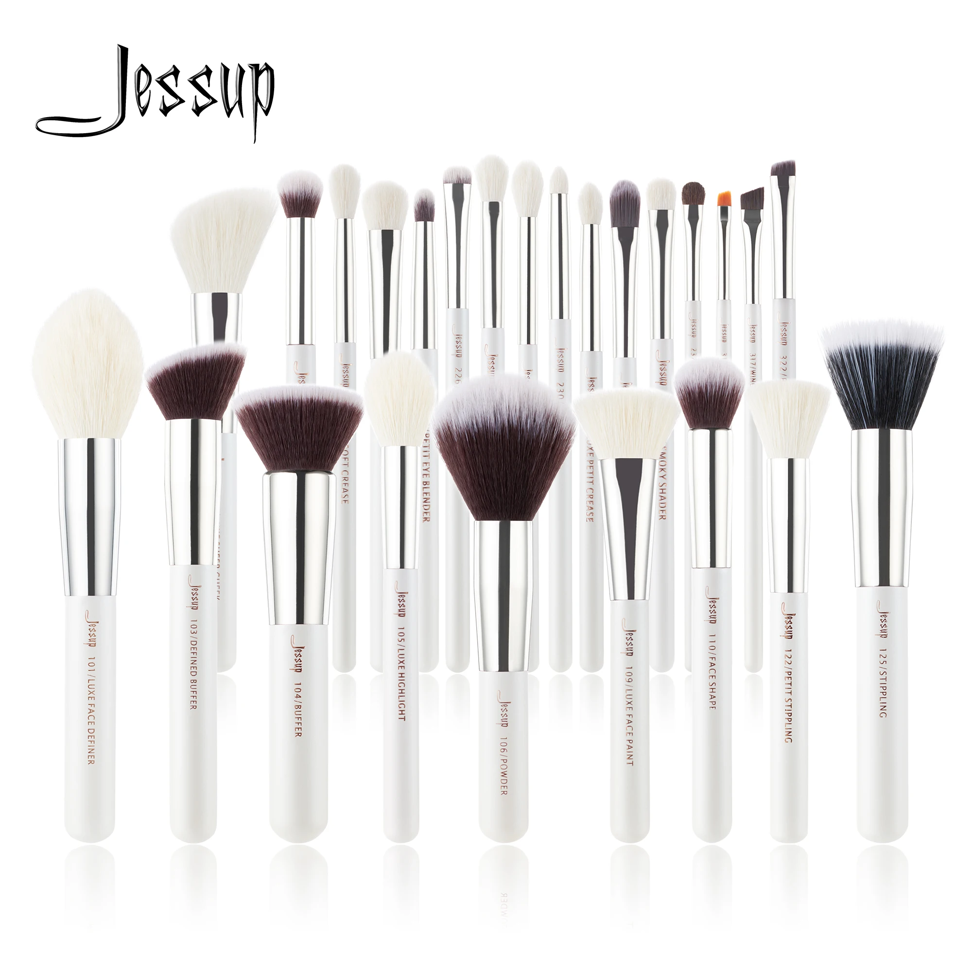 Jessup Makeup brushes set Pearl White/Silver Beauty Foundation Powder Eyeshadow Make up Brushes