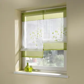 

Blinds Pastoral Rod Pocket Window Shade Office Home Decor Living Room Floral Embroidery Roman Curtain Kitchen Panel Short