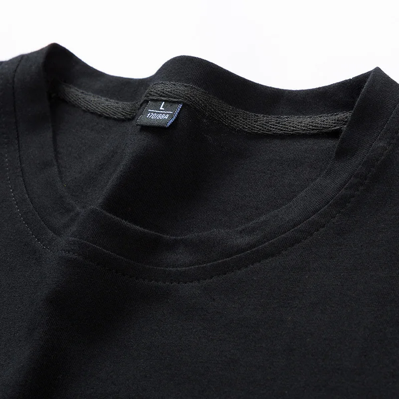 2019 new spring autumn Long-sleeved t-shirt men's trend tide brand clothes round neck Thin shirt tops Chinese Style Black