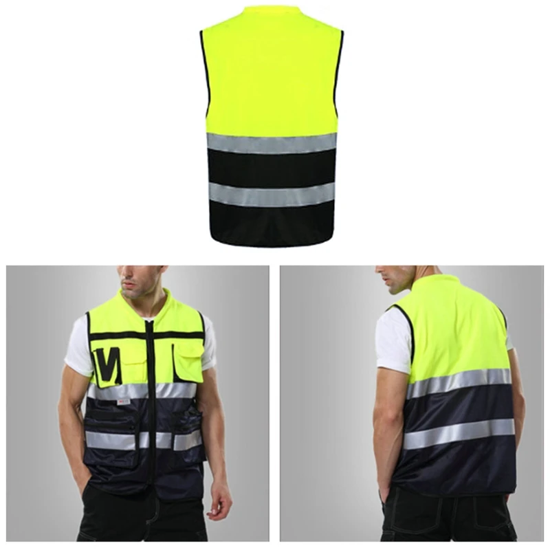 

2Pcs/Lot High Visibility Reflective Safety Vest Reflective Vest Multi Pockets Workwear Safety Waistcoat