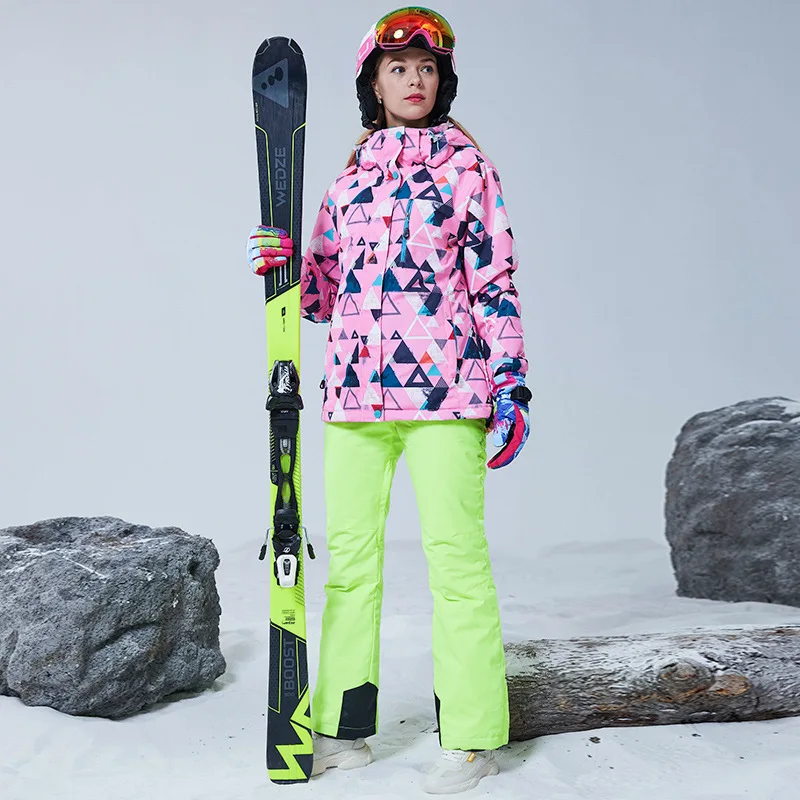 Winter Womens Ski Suit Waterproof Windproof Warm Skiing Jacket Outdoor Female Snow Coat And Overalls Snowboarding Set GCC064 | Спорт и
