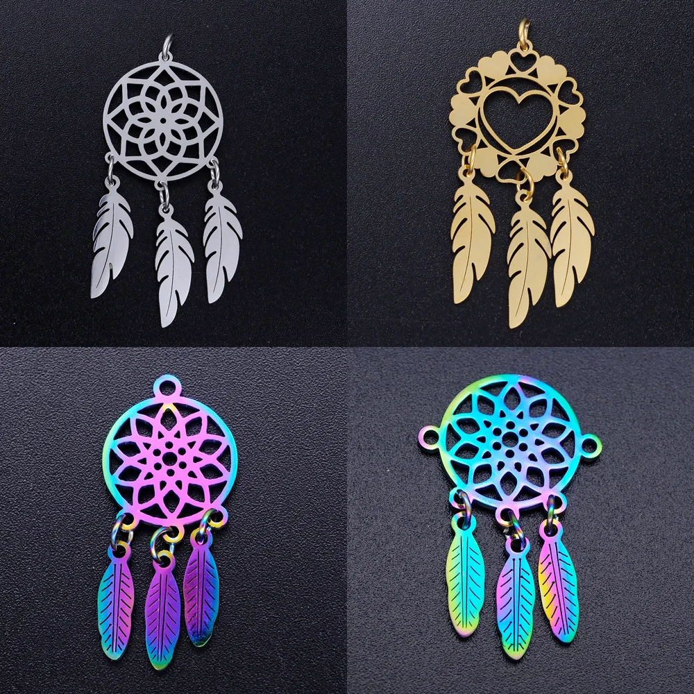 

5pcs/lot Stainless Steel Bohemia Dream Catcher diy Jewelry Making Charm Wholesale Fashion Necklace Pendant Lotus Bracelet Charms