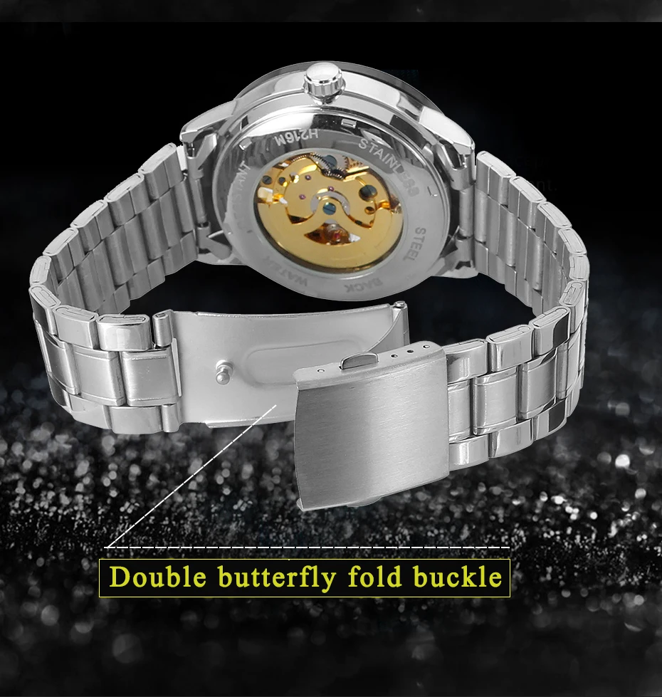 Новинка, часы WINNER Relojes, Топ бренд, мужские, классические, нержавеющая сталь, самовзводные, скелет, механические часы, модные, крест, наручные часы