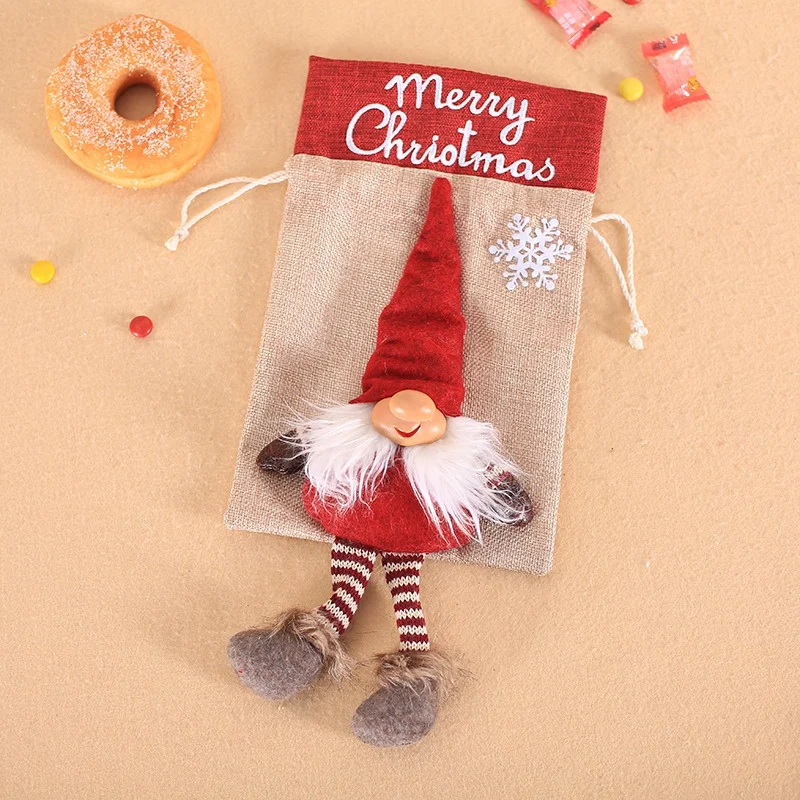 

Christmas Drawstring Gift Bags Cookie Candy Gift Packaging Bags Tree Hanging Ornaments Party Decoration Favors