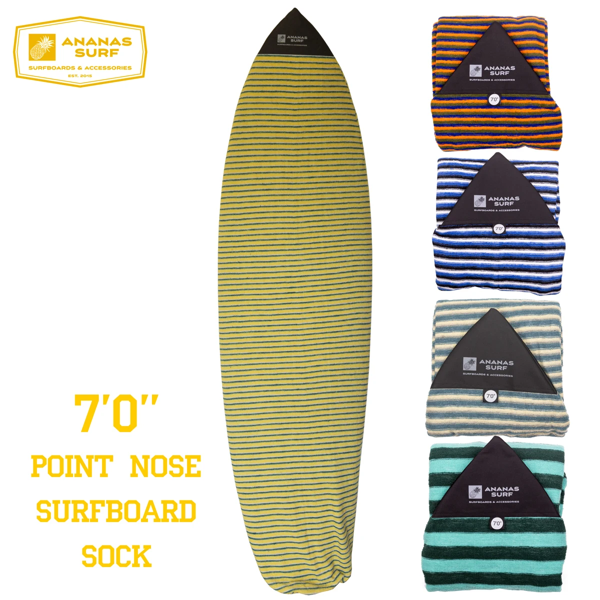 Ananas Surf 7'0" 213 cm surfboard sock 7 ft. short hibryd board point