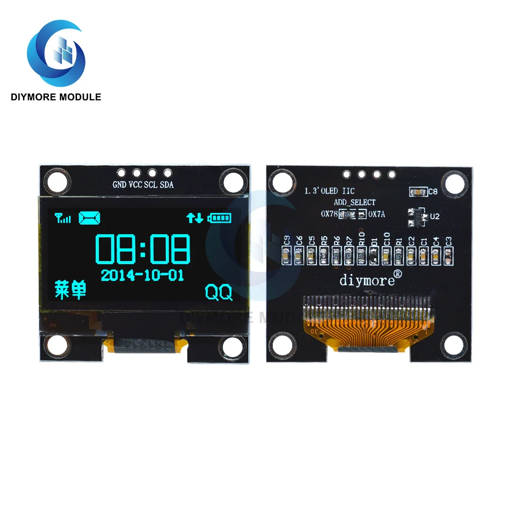 interface I2C, controlador SSH1106, 12864, 1.3