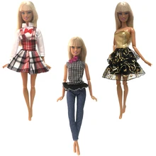 Nk 2020 3 conjunto boneca bela saia casual roupas topo moda casaco ultra moderno para barbie boneca melhor criança meninas presentes 002b 6x(China)