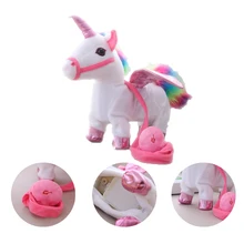 Juguete de felpa eléctrico unicornio puede cantar caballo a pie se llama cuerda muñeco caballo volador juguete electrónico para mascotas(China)