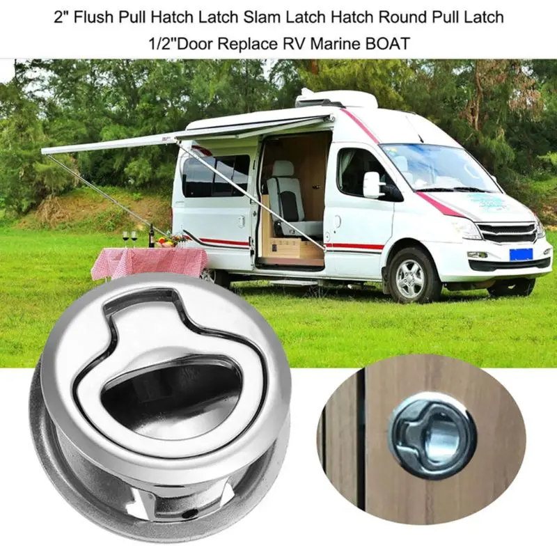 

Marine Boat Stainless Steel 2" Flush Pull For RV Caravan Boat Door Pull Lock Bracket RV Wall Cabinet Zipper Lock-large Wit