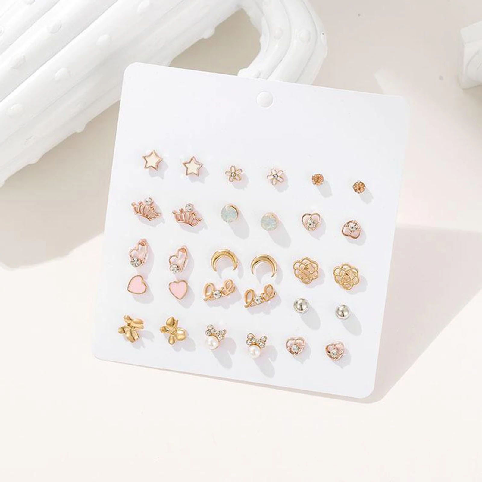 15 Pairs/Pack Girl Stud Earrings Set Pretty Ear Studs For Kids Children Wholesale Jewelry