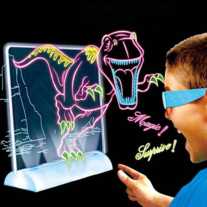 

1Set Early Educational Toy 3D Drawing Board Multi-function Sketchpad Magic 3D Drawing Pad Flashing Board Drawing B769