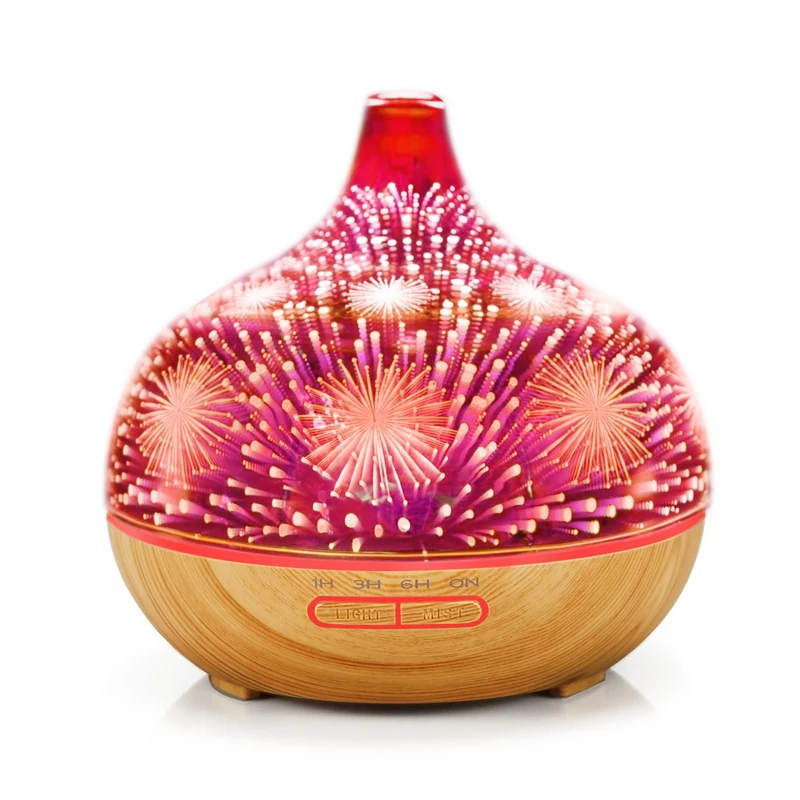 

3D Firework Glass Air Humidifier with 7Color Led Night Light Aroma Essential Oil Diffuser Mist Maker Ultrasonic Humidifier