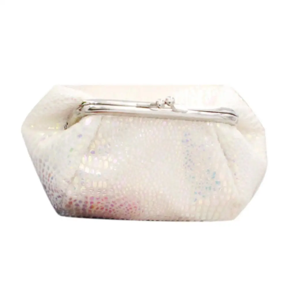 Women Laser Kiss Lock Round Wallet Clutch Pouch Coin Cash Card Holder Purse