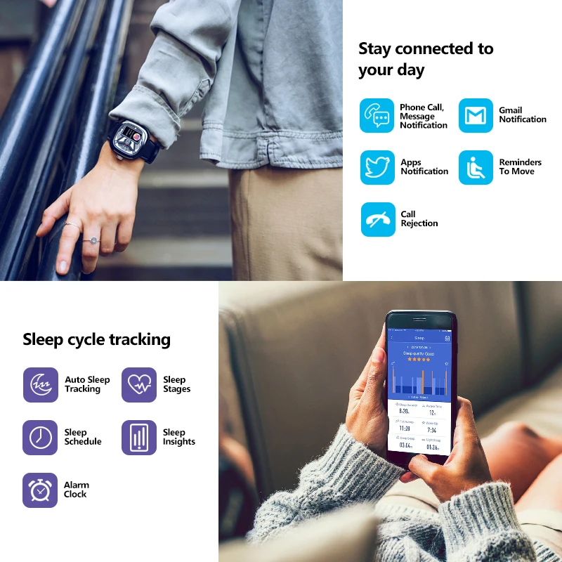 Zeblaze Hybrid 2 Smartwatch Heart Rate Blood Pressure 50M Waterproof Exercise Tracking Sleep Tracking Smart Notifications