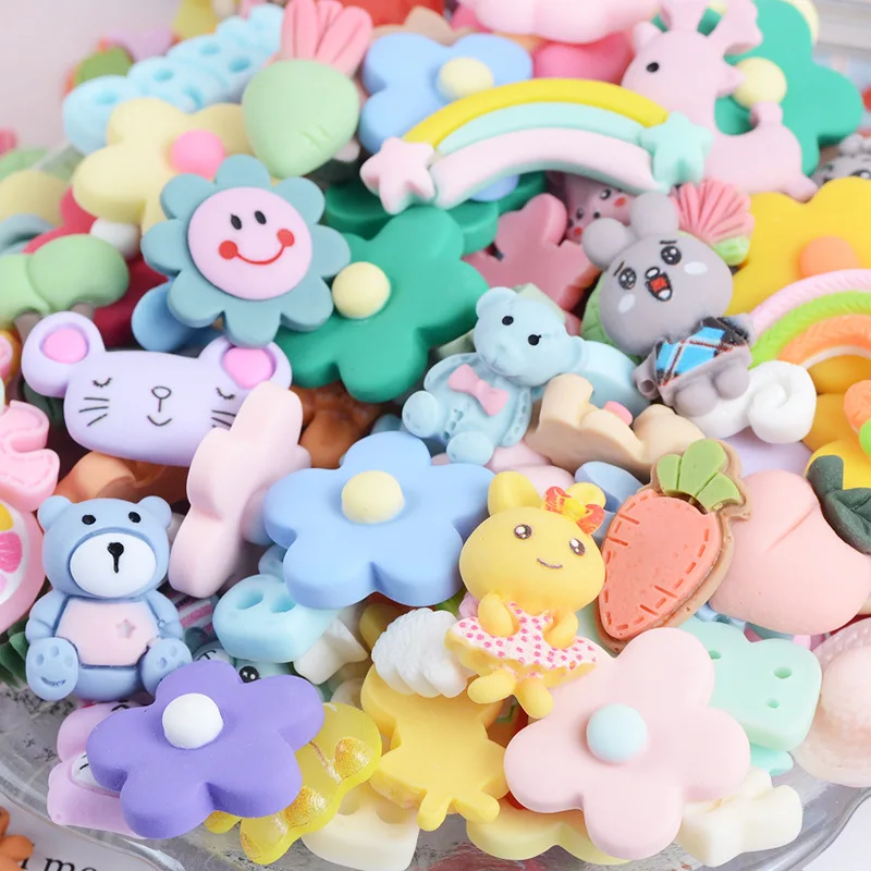 30pcs Cartoon Mixed Pattern Flat Back Resin Ornaments Toys DIY Crafts Supplies Phone Shell Patch Arts Material Hair Accessories