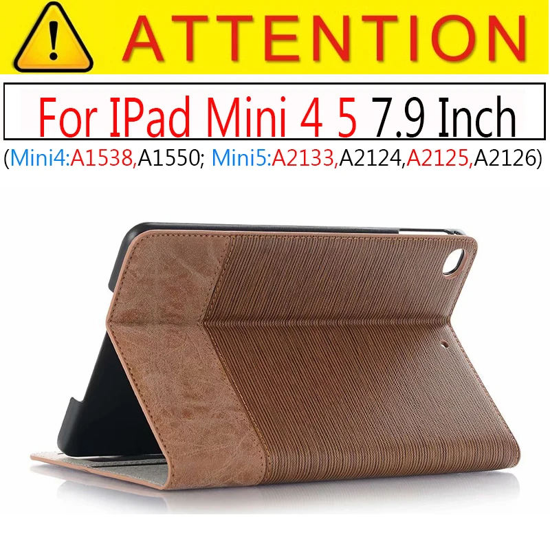 Mini 4 5 Light Brown Для IPad Mini 1 2 3, 7,9 дюймов, чехол, ультра тонкий, роскошный, из искусственной кожи, смарт-чехол с подставкой для IPad Mini 4 Mini 5 7,9 '', Funda Coque - Цвет: Mini 4 5 Light Brown