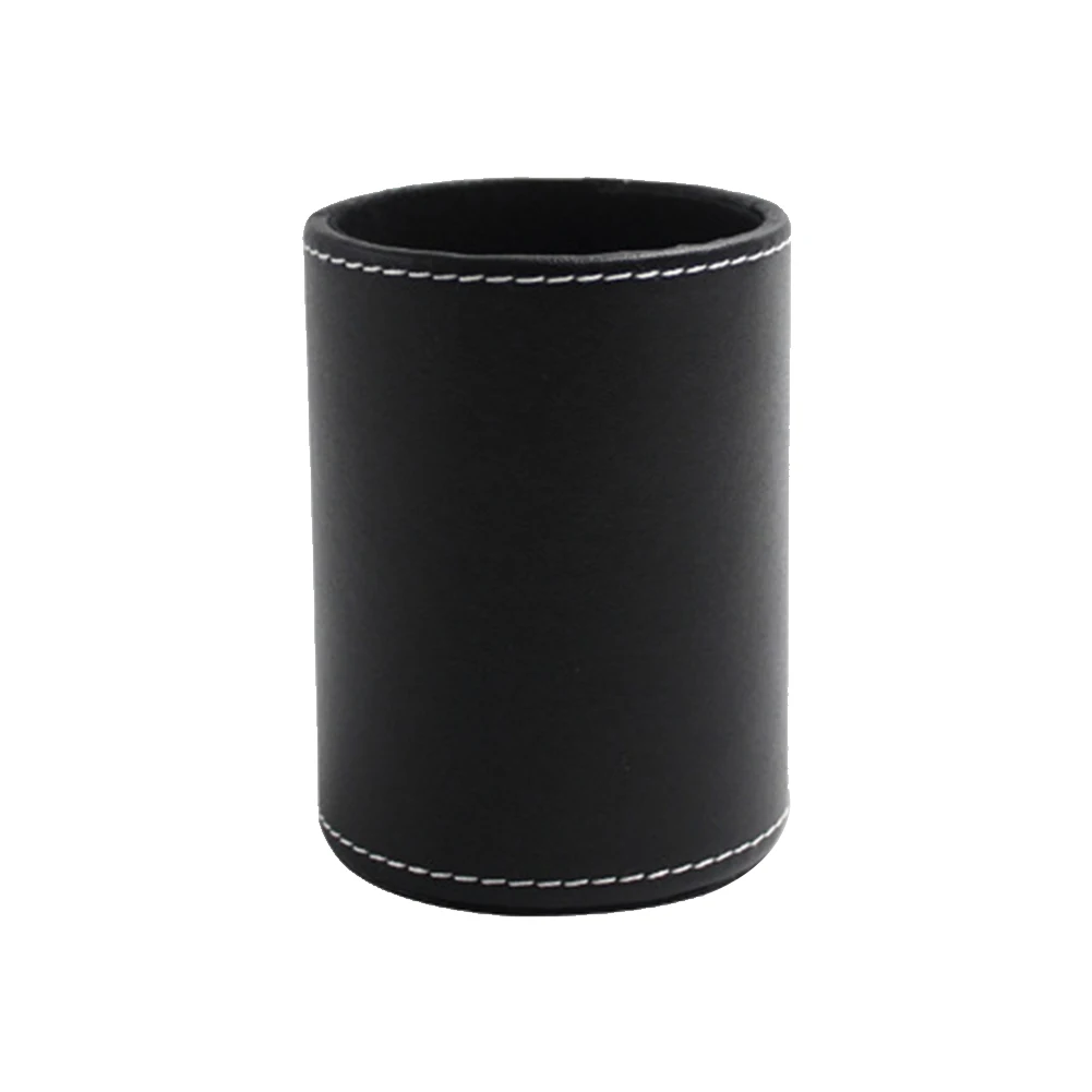 

Organizer For Home Office Storage Decorative Desk Student Pen Holder Round Pencil Box Accessories Stationery Gift PU Leather