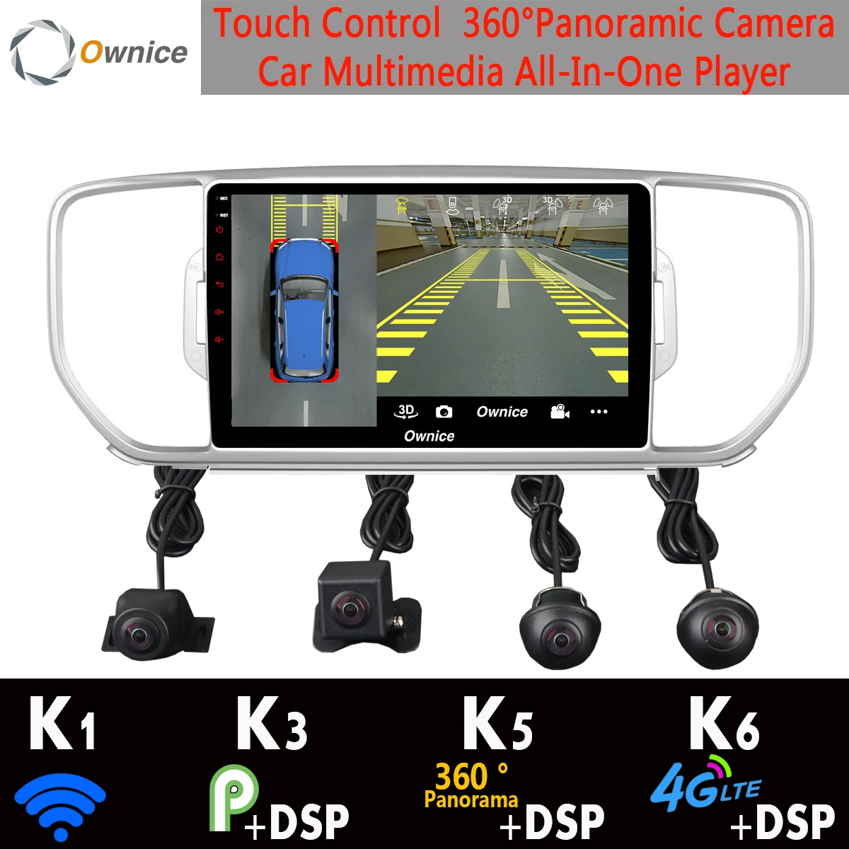 Камера 360 ° 4G SIM Android 9 0 + 64G GPS навигация Радио CarPlay SPDIF DSP Автомобильный