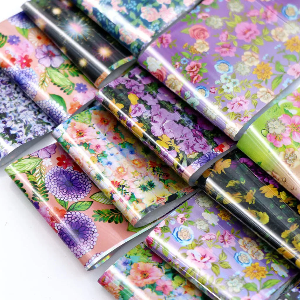 Накладные ногти Sticker16Rolls/набор Фольга для ногтей Блестящий смешанный для маникюра ногтей украшение слайдер Обертывания Декор голографический гвоздь