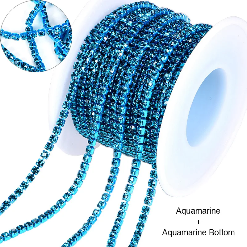 Aquamarine 10 ярд Хрустальные стеклянные цвета основа стразы цепочка для чашки закрытые цепочки стразы блестящие стразы цепочка для чашки Вшитая одежда B3885 - Цвет: Aquamarine