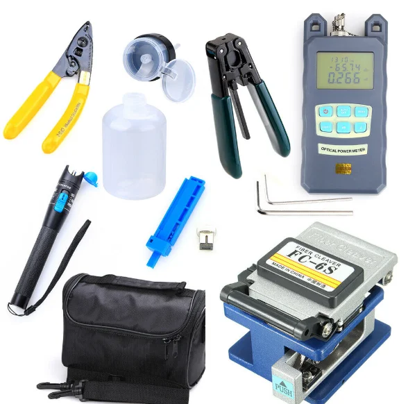 

Portable Fiber Optic Tester Fusion Splicing Tool Kit Fiber Optic Tool Kit With Optical Power Meter And VFL Test Instrument