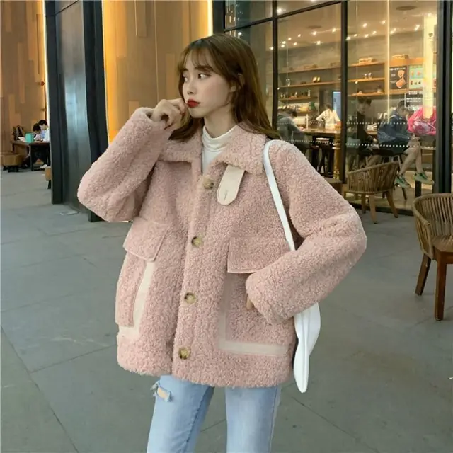 дубленка женская Korean Fashion Thick Wool Jacket 2023 Warm Women's Winter  Sheepskin Coat One Piece Fur Coats All-Match Traf - AliExpress