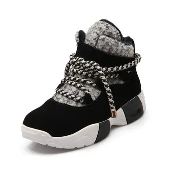 

Classic Round Toe Platform Boots Suede Leather Women Ankle Boots Big Size Female Chelsea Short Boots Party Shoes Woman