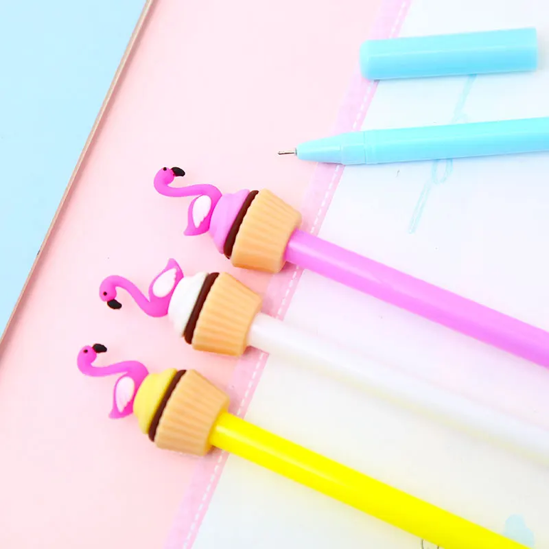 1 шт. мультяшная гелевая ручка в виде фламинго Kawaii креативные милые кексы для письма чернильные ручки для школы и офиса канцелярские принадлежности