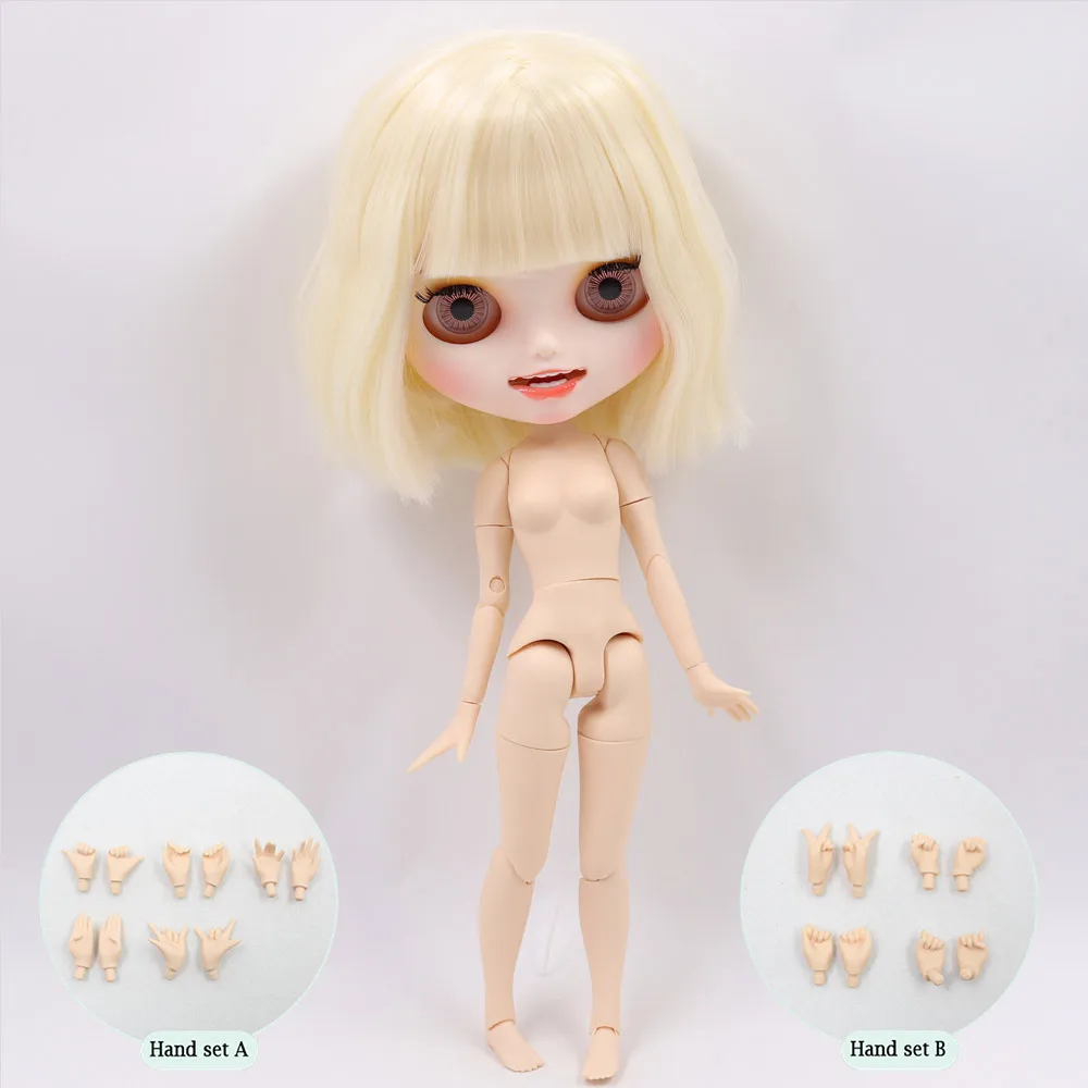like the picture Ледяной обнаженный Blyth кукла No. BL340 светлые волосы резные губы открытый рот матовый индивидуальные лица сустава тела 1/6 bjd - Цвет: like the picture