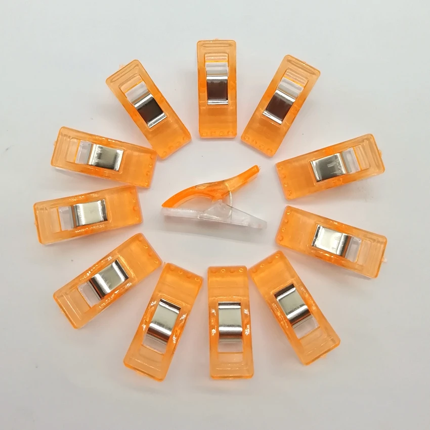 50Pcs High Quality Multicolor Plastic Clips Holder DIY Patchwork Fabric Quilting Craft Sewing Knitting Suspender Clip - Цвет: orange