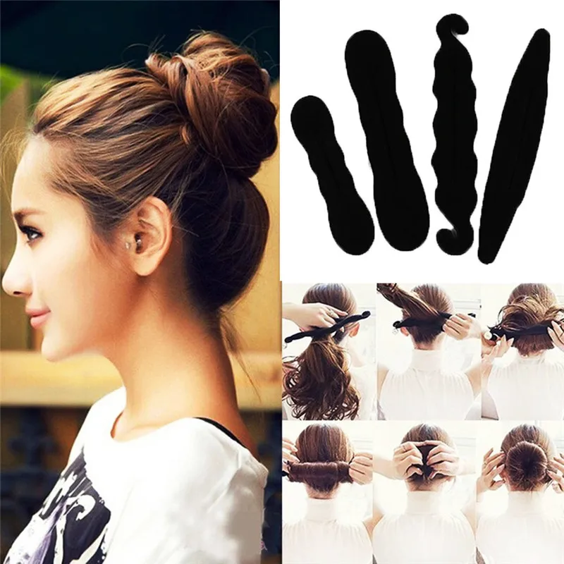 

4 Pcs/Set Women Girls Hair Styling Former Magic Sponge Bun Curler Quick Messy Donut Ring Shaper Foam Hairstyle Twist Maker Tool