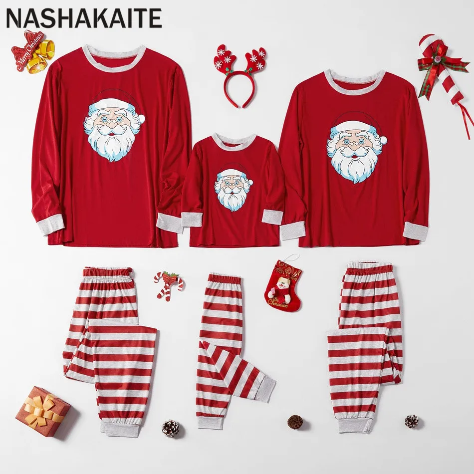 NASHAKAITE/Одежда для всей семьи с принтом Санта-Клауса; Рождественская одежда; одежда для сна «Мама и я»; Одинаковая одежда для папы и сына