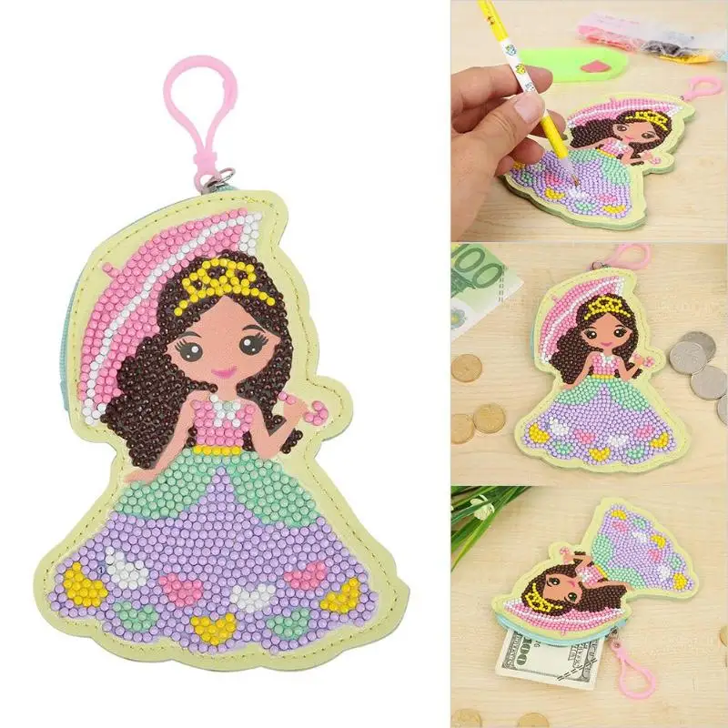 

DIY Diamond Painting Special Shaped Girl Pattern Wallet Cross Stitch Coin Purse Fine Manufacturing Process Durable Color