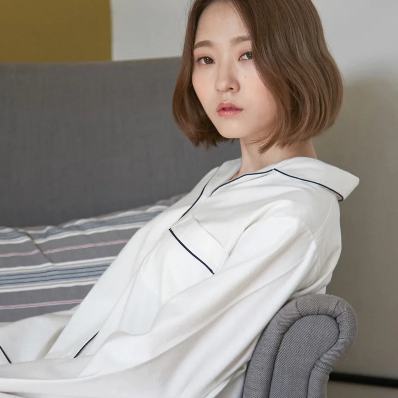 

nighties for Women Casual loose Fashion night gown Long Sleeve White Sexy Cotton Knee-Length Dress Autumn Sleepwear Homewear
