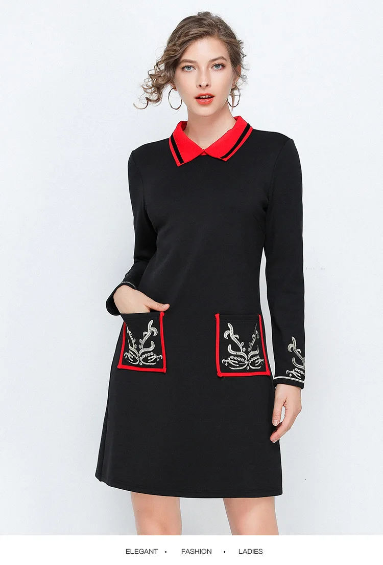 Big Size Knitted Thick Dresses With Collar Pockets Winter For Women Casual Elegant Office Plus Size 5xl Dress Robe Femme Vestido