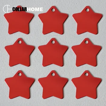 

50pcs 10 colors stars-shaped dog ID tags customized nameplate personalized cat pendant dog collar necklace products accessories