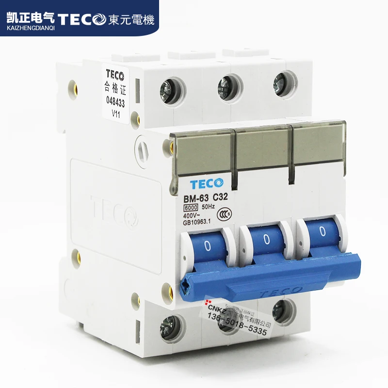 Interruptor Original de Teco Taian Bm63 C10 C16 C20 C25 C32 C40 C50 C63 3p 6a