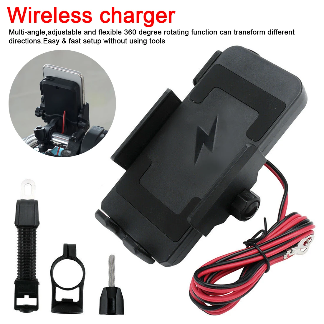 

2019 For Phones Fast Wireless Charge Moto Accessories Motorcycle Phone Holder Qi Wireless Charger Motorcycle Charger Mount