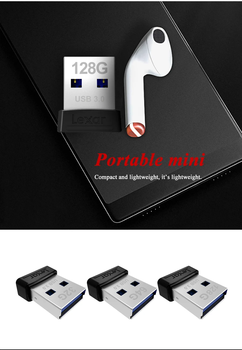 Lexar USB 3,0 S47 USB флэш-накопитель JUMPDRIVE высокое Скорость 120 МБ/с. флеш-накопитель 32 Гб 64 Гб 128 ГБ флэш-накопитель Mini U диск