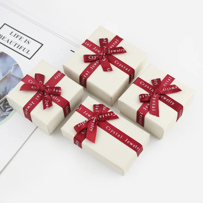 

Bow White Jewelry Box Ring Box Necklace Box Bracelet Box Jewelry Collection Box Gift Box Valentine's Day Party Gift Boxes Bags
