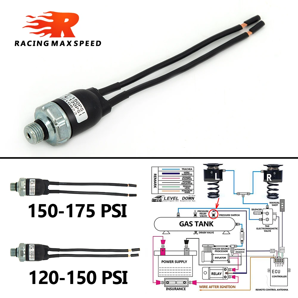 Air Compressor Pressure Control Switch Valve 70-100PSI 90-120PSI 120-150PSI 150-175PSI 1/4NPT engine purge control valve turbo blow off valve hydraulic control valve auto ac can tap valve heater control valve