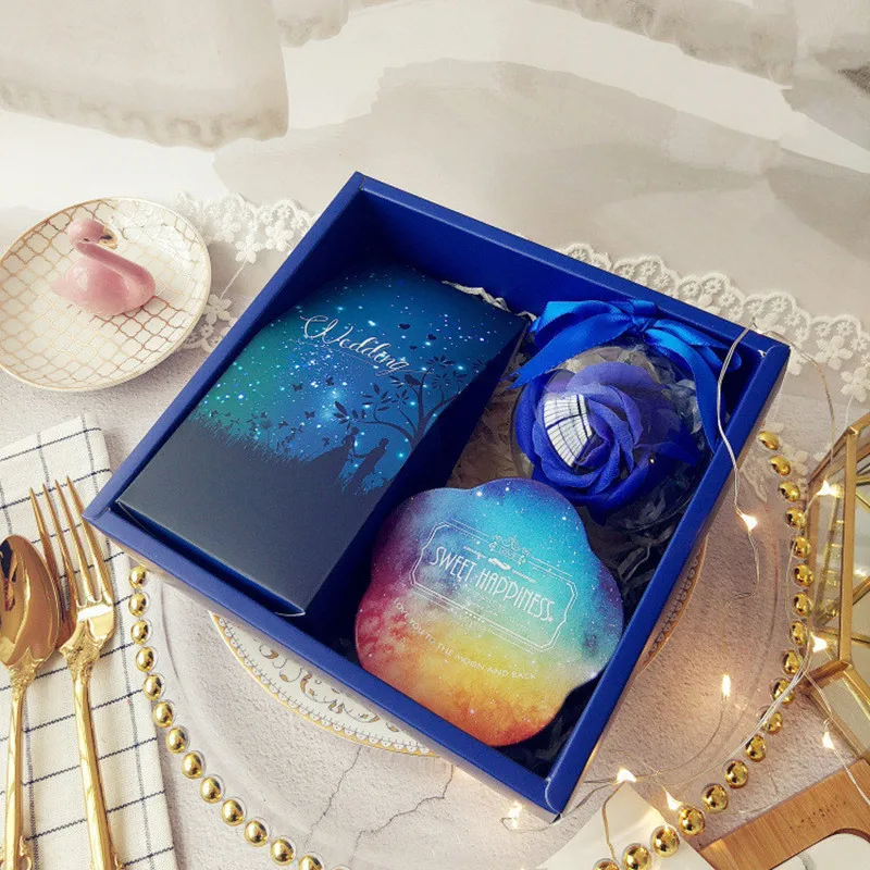 

5Pcs Fashionable 3D Starry Sky Printing Wedding Candy Box Valentine's Day Gift Box Mother's Day Birthday Gift Packaging