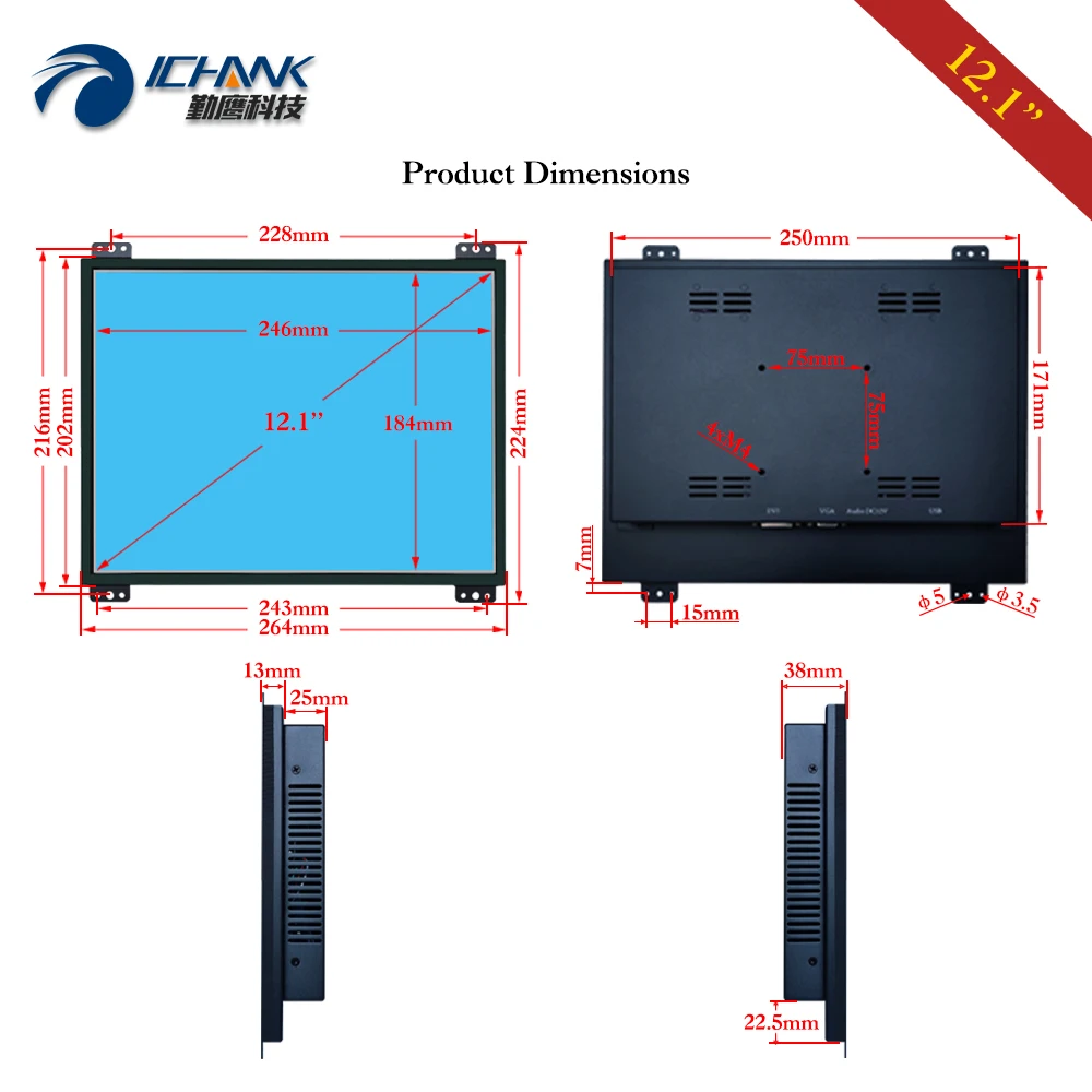   Ӻ PC ÷ ,      VGA ġũ LCD, ZK120TC-DL2, 12.1 ġ, 1024x768
