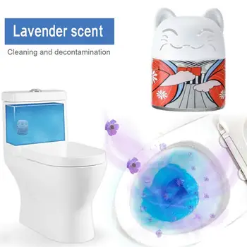 

1pc Lucky Cat Blue Bubble Deodorant Fragrance Toilet Decontamination Toilet Automatic Toilet Freshener Cleaner