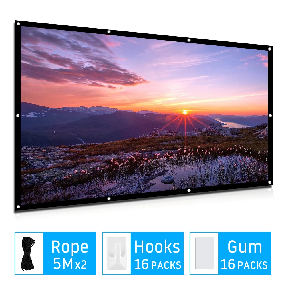 Willkey 16:9 экран для проектора 72 84 100 120 дюймов 5 размер отражающая ткань для Xiaomi XGIMI JMGO DLP светодиодный экран для проектора s