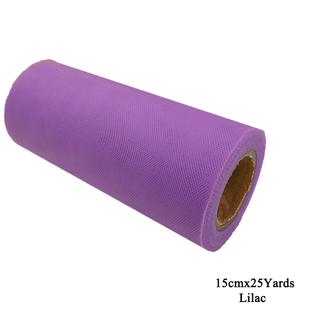 Lilac 6inch Star Tulle Roll 15cm 25Y Glitter Sequin Organza Mesh DIY Tutu Skirts Poms Laser Craft Birthday Wedding Shower Party Supply - Цвет: Lilac