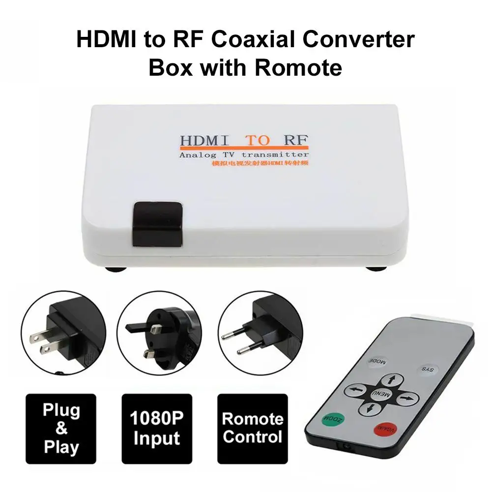 

High Quality HDMI To RF Coaxial Modulator Converter Analog Signal TV Transmitter Box With Remote Control Zoom Support HDTV PC