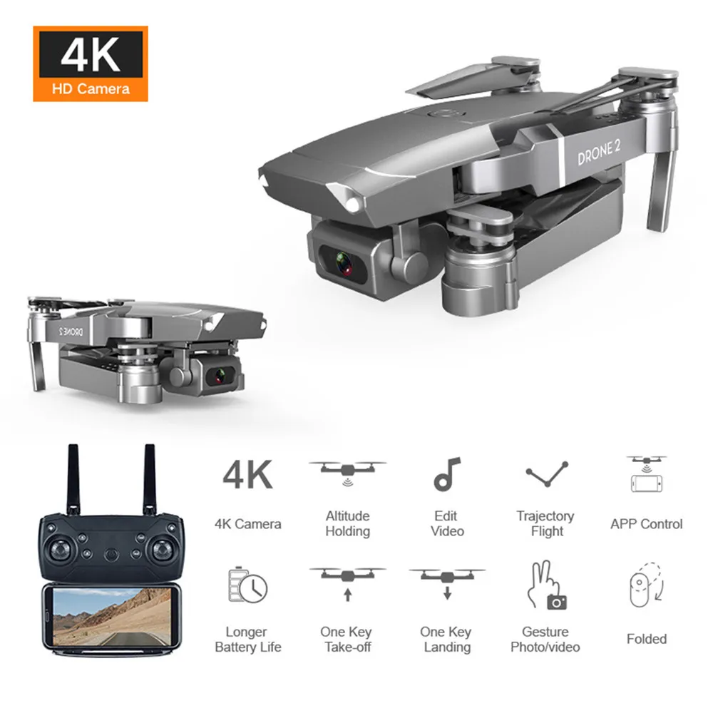4K/ 1080P/ 720P HD Camera Drone 2 E68 FPV WIFI Aircraft Foldable Quadcopter Remote Control RC Drone with Wide Angle HD Camera