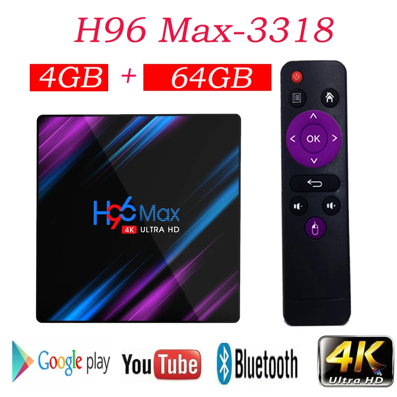 

RK3318 H96 MAX Smart TV H96 max rk3318 Android 9.0 Smart TV Box 4GB 32GB Google Voice Assistant Netflix Youtube Set Top BOX