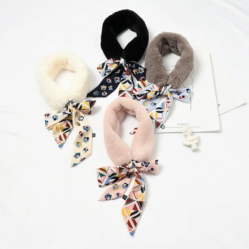 Fashion Scarf New Lace-Up Collar Korean  Of The Faux Fur Collar Stitching Autumn Winter Wild Fashion Keep Warm Scarf  WD17 (11)